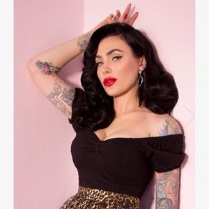 Vixen by Micheline Pitt Powderpuff Top Black